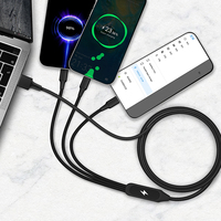 Câble répartiteur 3-en-1 multi-USB C Nylon Type-C Micro et L Plug Charging Data Sync pour téléphone portable Tablet Universal Charging