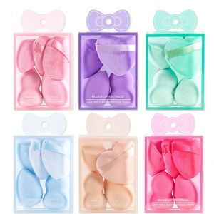 Set de 5 Esponjas de Maquillaje Love Puff, Esponja para Base de Maquillaje con Efecto Cojín de Aire, Esponja para Polvo Húmedo y Seco, Triangular, Cuadrada, con Estampado de Gotas - Product Image 1