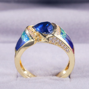 Anello dal Design Vintage di Colore Blu, Anello Classico da Dito per Donne - Product Image 4