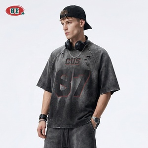 T-shirt da <span class=keywords><strong>uomo</strong></span> all'ingrosso per produttori di <span class=keywords><strong>abbigliamento</strong></span>, con stampa serigrafica, vestibilità ampia, taglie forti, <span class=keywords><strong>vintage</strong></span>, lavaggio acido, girocollo, effetto sbiadito - Product Image 3