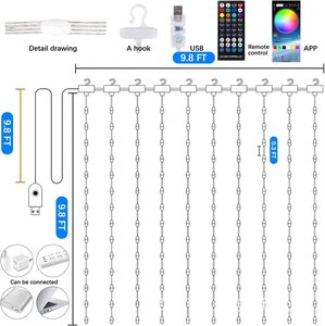Para nuevo teléfono móvil para aplicación, cortina mágica, luz, Control USB remoto, voz, música, LED, Navidad, IP65, cadena colorida - Product Image 5