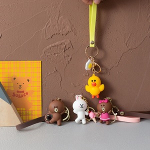 Niedliche Kawaii Silikon Braunbär Schlüssel bund Zubehör Cartoon <span class=keywords><strong>Anime</strong></span> Bär 3D Soft PV Schlüssel ring Rucksack Charme Geschenk für Frauen Männer - Product Image 2