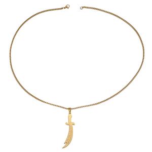 Scimitar Zulfiqar pisau pedang Ali Shia jimat Quran Islam baja tahan karat liontin mode perhiasan kalung grosir - Product Image 4