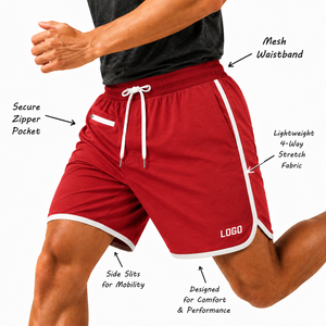 Shorts de course 2-en-1 personnalisés à séchage rapide pour l'entraînement sportif avec doublure en mesh et poches zippées pour équipes - Product Image 3