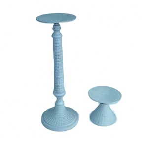 Portavelas de aluminio fundido con acabado azul cielo moderno en dos tamaños disponibles en otros acabados Decoración navideña del hogar Diwali - Product Image 1