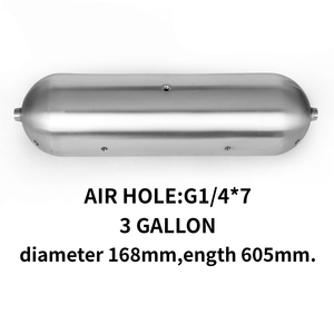 Tanque de aire universal 3 galones G1/4*7 agujeros pulido aluminio sin costuras 168MM * 605MM con 2 abrazaderas para accesorios de sistema de suspensión neumática - Product Image 2