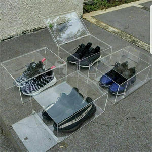 AC Custom Transparent Basketball Shoes Collection Display box Front Clear Shoe Box acrylic Stackable Sneaker Box