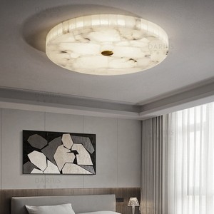 Natural Marble <b>Ceiling</b> <b>Light</b> Round Modern Minimalist Bedroom <b>Light</b> Nordic Style Luxury Room Lighting - Product Image 1