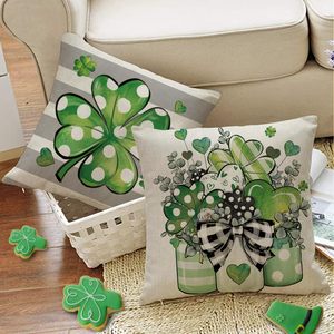 Housse de coussin verte pour la fête de saint Patrick, motif de camion trèfle porte-bonheur, adaptée à la décoration de la maison, de la terrasse extérieure et du jardin, 4 pièces - Product Image 4