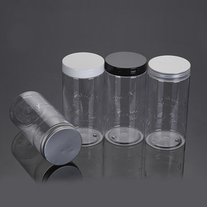 <b>Plastic</b> <b>Jars</b> 300ML 400ML 500ML Wide Mouth Cylinder Pet Bottle For Beverage Packaging - Product Image 3