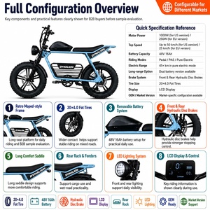 Vélo Électrique OEM, Style Rétro Moped à Pneus Larges, avec Logo Personnalisé, Fournisseur en Gros, Commande en Gros, Approvisionnement Direct Usine - Product Image 2