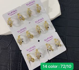 XUPING Jewelry Wholesale Copper Alloy 14K Gold Color Plated Synthetic Cubic Zirconia Stone Fashion <strong>Small</strong> Huggie <strong>Women</strong> <strong>Earring</strong> - Product Image 4