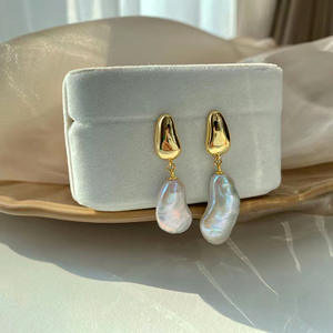 Accessoires en argent S925 pour la création de bijoux, boucles d'oreilles simples en argent avec perles rondes de 8 à 11 mm, 21661, boucles d'oreilles pendantes tendance - Product Image 1