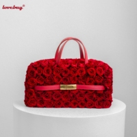 Lovebay Tas Tangan Bunga Mawar Austin Merah Mewah Berlapis Penuh Tanpa Wadah Penyimpanan, Dekorasi Genggam Pengantin untuk Upacara Pernikahan dan Dekorasi Rumah