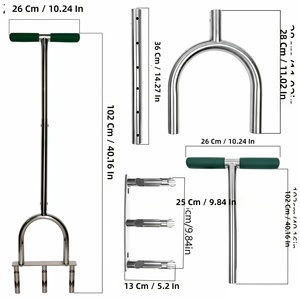 <span class=keywords><strong>Aérateur</strong></span> de pelouse transfrontalier le plus vendu en acier inoxydable argenté/vert, échantillonneur de sol, outil d'aération pour l'entretien des pelouses - Product Image 4