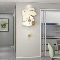 Neue Design minimalist ische Kaninchen Wanduhr mit Pendel moderne nordische Wanduhr für Wohnzimmer Büro