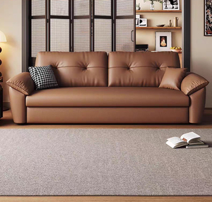 Italian Modern Living Room <strong>Sofa</strong> <strong>Bed</strong> Light Luxury <strong>Brown</strong> Leather <strong>Sofa</strong> <strong>Bed</strong> Home Furniture Three Seater <strong>Sofa</strong> <strong>Bed</strong> - Product Image 3