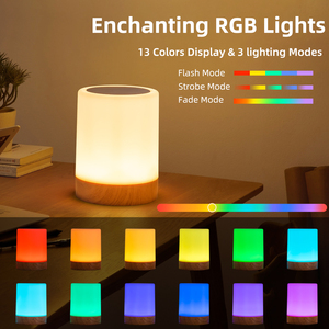 Smart Touch 13 couleurs lampe de robinet grain de bois rechargeable LED lampe de chevet minuterie et crochet inclus, intérieur extérieur petite veilleuse - Product Image 2