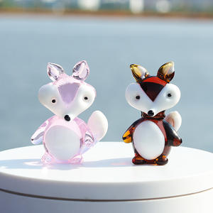 Juego de 2 piezas de figuras ecológicas de cristal pulido con forma de bola de zorro, decoración del hogar, estatuas de animales coleccionables, decoración de oficina - Product Image 3