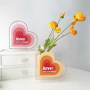 Tùy Chỉnh Trang Trí Hình Trái Tim Hiện Đại <span class=keywords><strong>Acrylic</strong></span> Flower <span class=keywords><strong>Vase</strong></span> Nồi Cho Trang Trí Nội Thất - Product Image 3