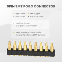 Connecteur à sonde à ressort plaqué or 9 broches, faible force d'insertion pour la charge de montres intelligentes et les appareils IoT