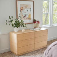 Ensembles de meubles de chambre à coucher au design américain Commode personnalisable à 6 tiroirs en bois de chêne de couleur