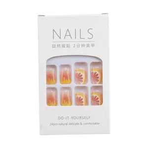 24pcs/set Wholesale Fake Nail Handmade Artificial Fingernails Full Cover Short Tips Press On Nails