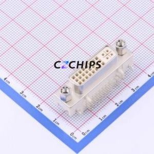 D-DVI0R24P-F000 DVI Connector Through hole Component (THT) Connector DVI-I (Dual Link) Female 24+5 Right Angle Insert - Product Image 1