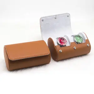 豪华手表卷盒手工十字纹皮革展示盒定制旅行手表盒
