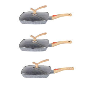 Mgc מטבח קלאסי 24 ס "מ מרובע טיגון מחבת אפור שחור נקודות לבן שחורות ידית נתיק כיסוי רצועת ארוך - Product Image 2