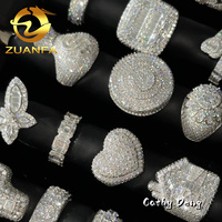 Bijoux Iced Out Prêts à Expédier Bague Hip Hop en Moissanite Argent Sterling 925 Bague Diamant Homme Passe Testeur Diamant
