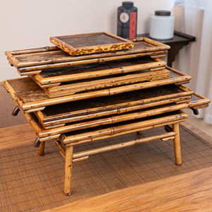 Anji Meilu Bamboo Stone Tea Tray Natural Handmade Wabi Sabi Home Decoration Craft - Product Image 2