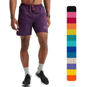 Shorts de sport décontractés pour hommes en gros, personnalisés, en polyester/nylon écologique, maille noire contrastée, teinture unie - Product Image 5