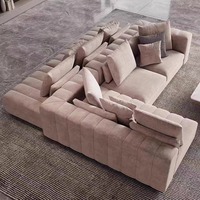 Ensemble de canapés modulaires italiens minimalistes à double sens, grand dossier de clé de piano à plancher plat pour villas, grands appartements pour le salon