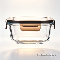 Boîte à lunch en verre borosilicate de 1040 ml avec couvercle pour les employés de bureau, compatible micro-ondes et lave-vaisselle, récipient de stockage alimentaire réutilisable