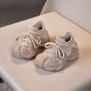 Chaussures chaussettes tricotées pour enfants, couleur unie, collection Printemps-Automne 2026, nouvelles chaussures de sport décontractées antidérapantes pour garçons et filles, vente en gros - Product Image 3