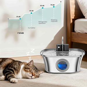 Fontaine à eau pour <span class=keywords><strong>chat</strong></span> en acier inoxydable OEM 108oz/3.2L, batterie 4200mah, 3 modes, fontaine à eau automatique sans fil pour animaux de compagnie, double sortie - Product Image 4