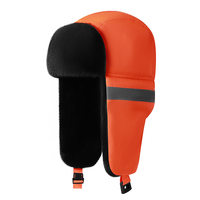 Chapeau d'hiver thermique QJ OEM personnalisé, style Ushanka, couleur fluorescente, avec protections d'oreilles et bandes réfléchissantes, idéal pour le nettoyage