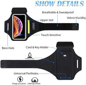 Brassard de sport personnalisé pour téléphone portable, avec écran tactile, réfléchissant, réglable, étanche, en néoprène - Product Image 2