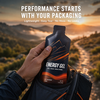 Gel énergétique en sachet de forme spéciale, imprimé sur mesure, sachet à fond plat de forme irrégulière pour l'emballage de nutrition sportive à presser
