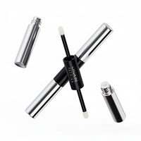 Contenant de rouge à lèvres et gloss cosmétique en plastique Choebe, multifonctionnel, 3,7 ml, argenté, double embout 2-en-1, sérigraphié