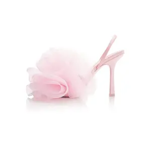 XINZIRAIN OEM/ODM Acceptable Custom Large Size Sexy Solid Color Mesh Flower Fine High-Heeled Sandals