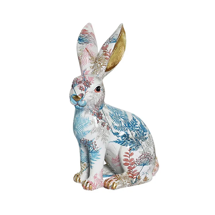 2024 new Nordic Painted Jade Easter Rabbit Resin Art Craft Home Furnishing Decoration and x-mas gift set rabbit sculpture