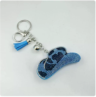 Pendentif orné de strass scintillants à motif léopard noir avec pompons, ornement suspendu de haute qualité, porte-clés le plus vendu