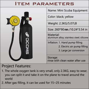 Bouteille d'oxygène portable en alliage d'aluminium HY Sports 1L pour plongée <span class=keywords><strong>sous</strong></span>-marine 1000ML, <span class=keywords><strong>respirateur</strong></span> MD-D002 certifié TUV CE - Product Image 3