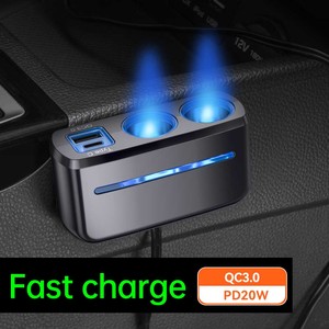 Bộ sạc nhanh 12V Voltmeter 2 cổng <span class=keywords><strong>USB</strong></span> PD 20W Type C & 15W QC3.0 cho ổ cắm tẩu thuốc xe hơi, điện áp 12-24V - Product Image 2