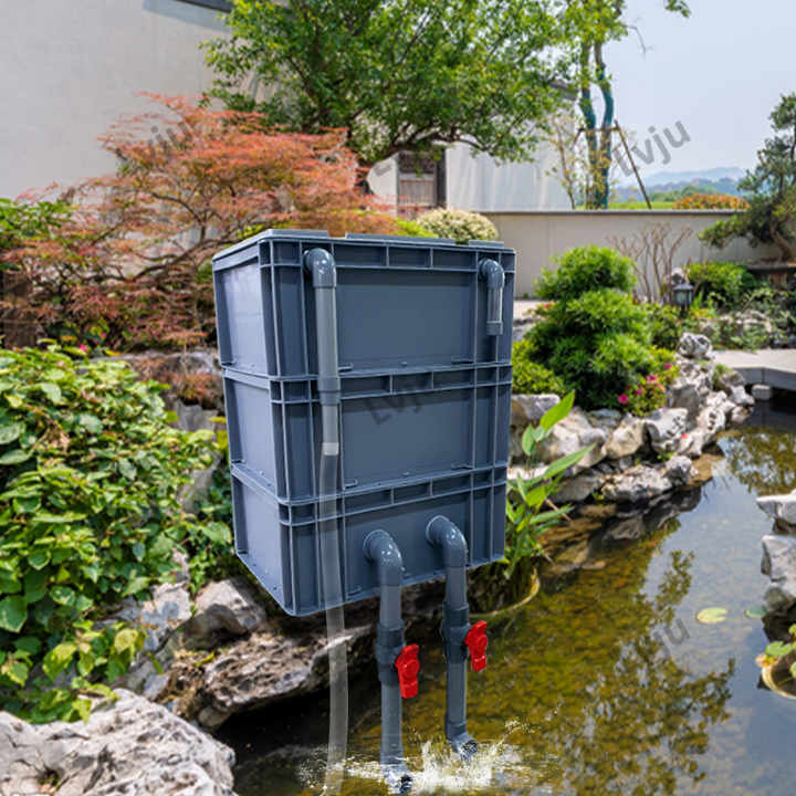 filter box for fish pond 130 Drip filtration works by pumping water from the fish tank to the top of the drip tank Large Fish Pond Filter Garden
