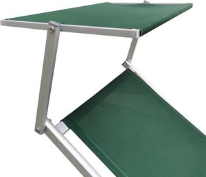 Chaise longue pliante traditionnelle légère avec pare-soleil et dossier inclinable, capacité 150 kg, pour extérieur/plage, en aluminium et textile - Product Image 4