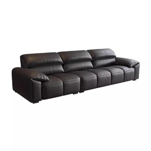 Sofá de cuero con orejas de elefante minimalista italiano, tamaño y diseño de sala de estar minimalista moderno, sofá forrado recto de piel de vaca de capa superior - Product Image 1