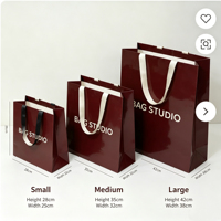 Sacs shopping en papier imprimé brillant de luxe, 3 tailles, avec poignée en tissu épais, sacs fourre-tout de marque pour emballage cadeau, vente en gros